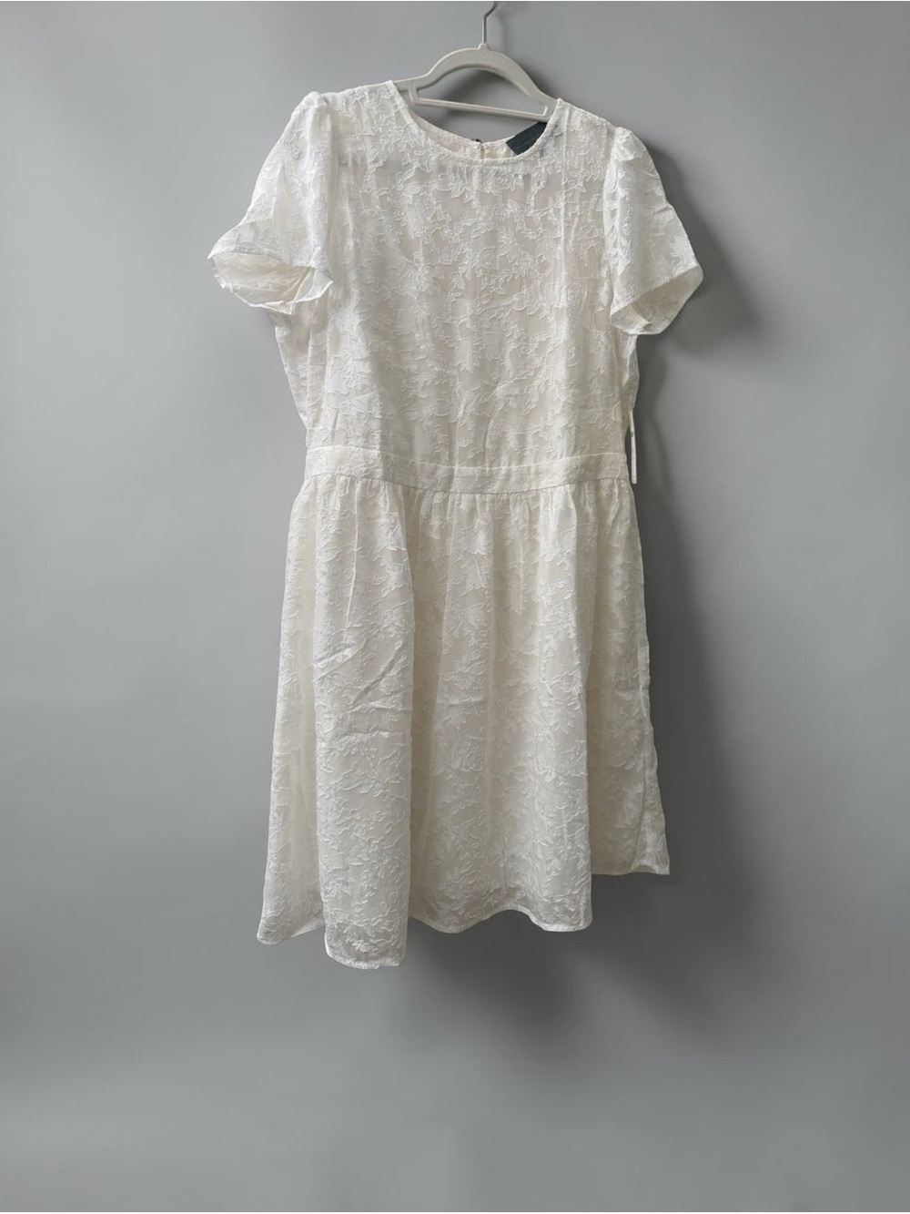 Anthropologie Cream Lace Tea-Length Dress